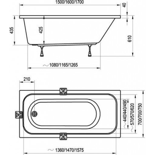 Ванна акриловая Ravak Chrome белая 160х70 см C731000000